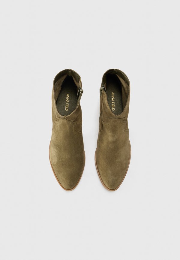 LEATHER - Cowboy/biker ankle boot - khaki3