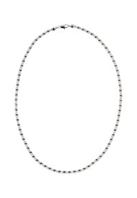 Sølv halskæde med en kæde af runde led med skiftende facetterede accenter, og med en sikker lås til lukning.