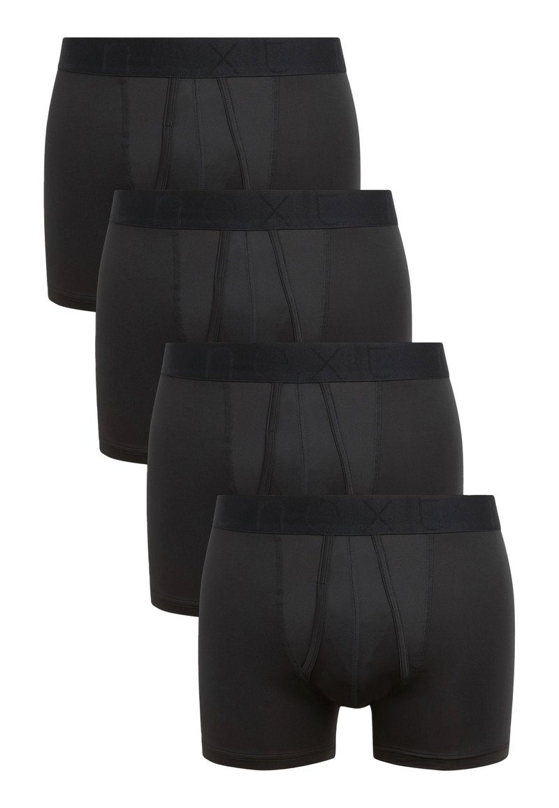 Caleçons boxers noirs en pack de quatre. Fabriqués en matériau doux et élastique avec une taille large comportant un logo discret. La coupe est ajustée et supportante.