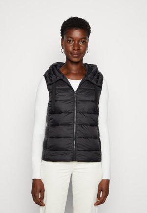 RECYCLED, FIXED, ZIP POCKETS, DRAWSTRING - Vest - black