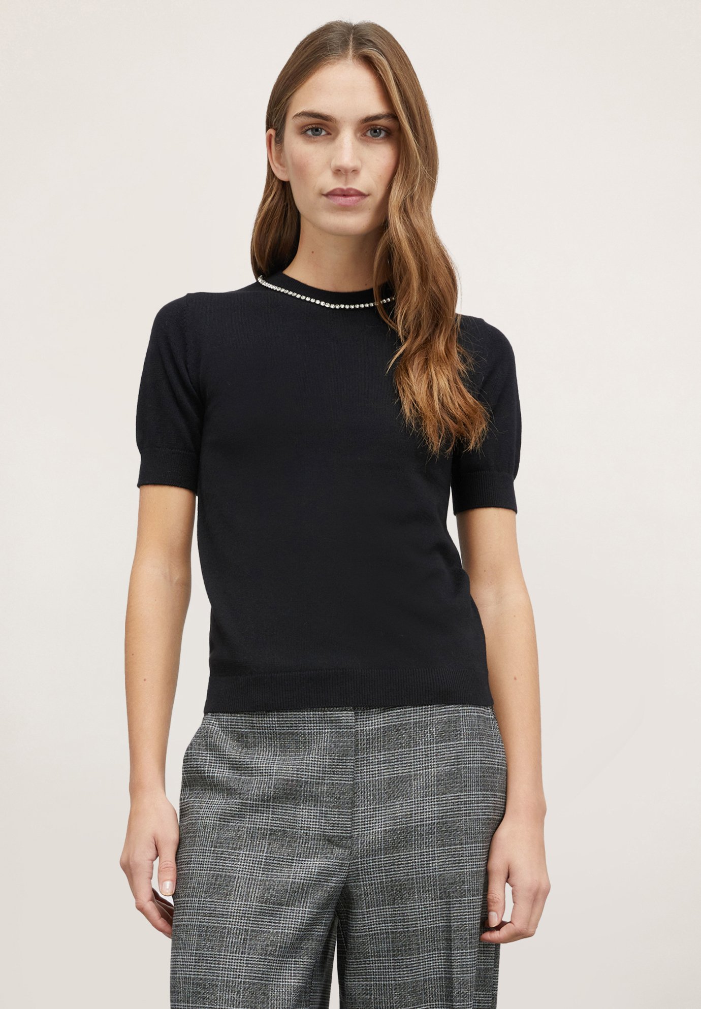 Maglietta da donna rotonda con mandala, casual, a maniche