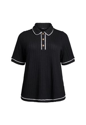 Zizzi MIT KONTRASTBORTEN - Polo shirt - black