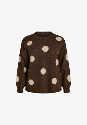 Zizzi, STRICKBLUSE MIT GEPUNKTETEM MUSTER - Πουλόβερ - braun