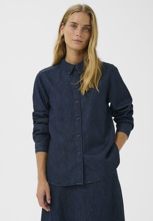 Button-down blouse - rinse blue denim