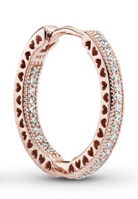 Pandora SPARKLE HEARTS HOOP - Náušnice - rose gold plated