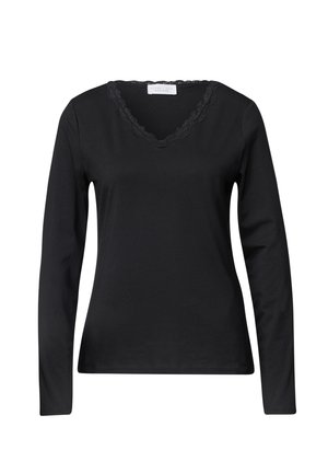Street One Studio, LANGARM SHIRT MIT V-NECK UND SPITZE - Maglietta a manica lunga - black