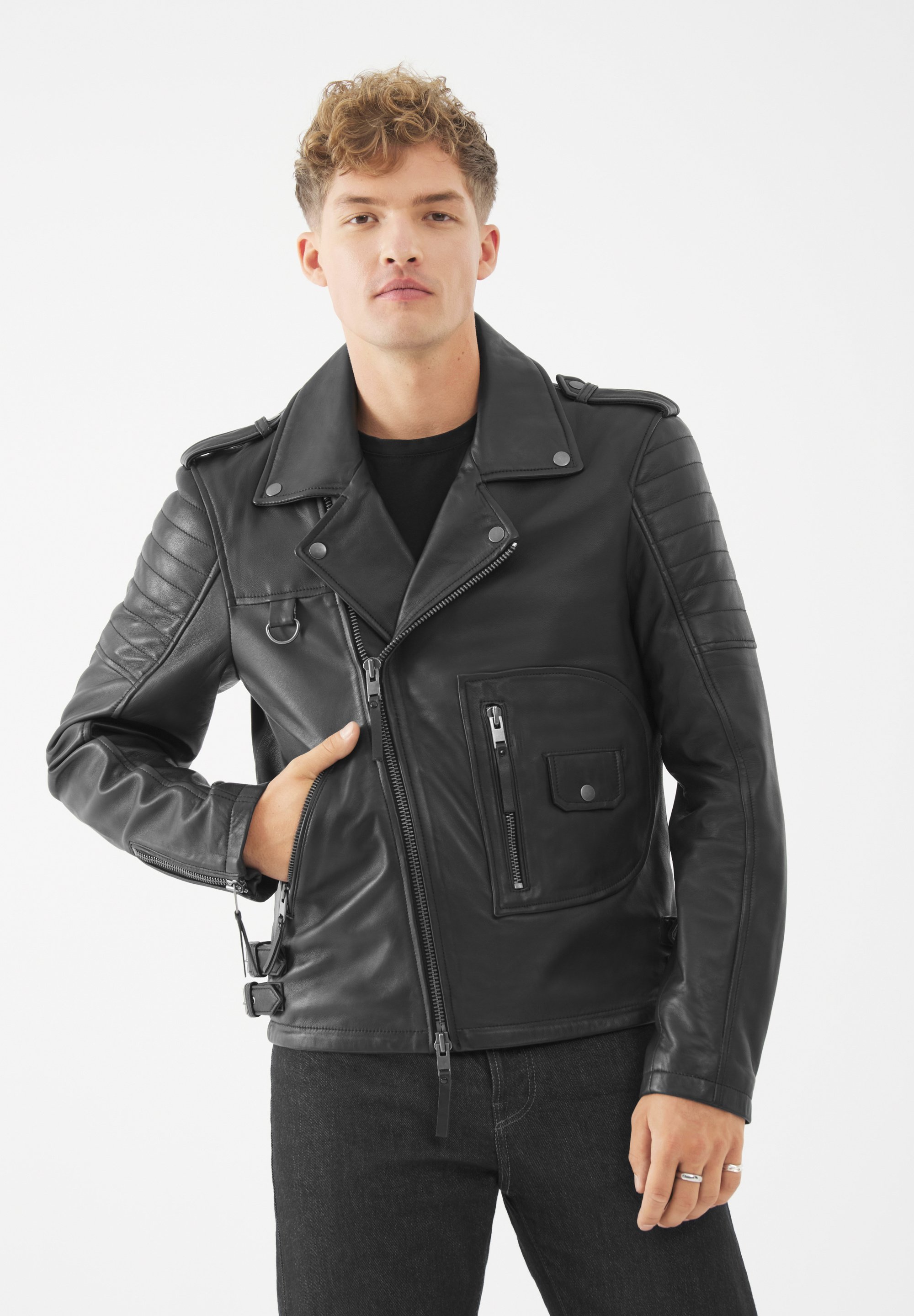 Bolongaro Trevor HOXTON BIKER Leather jacket schwarz/black