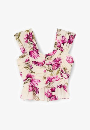 Motivi, TOP ARRICCIATO CON STAMPA FLOREALE - Bluse - fucsia