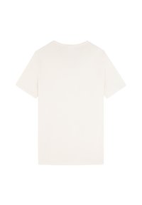 T-shirt a maniche corte, colletto rotondo in cotone off-white. Texture liscia con una vestibilità rilassata. Nessun logo o motivo visibile sul retro.