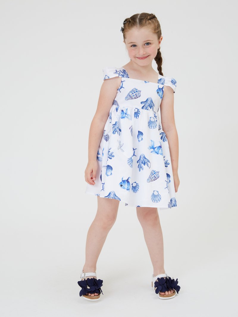 Monnalisa White & Blue Two-Piece Playsuit & Cap Set