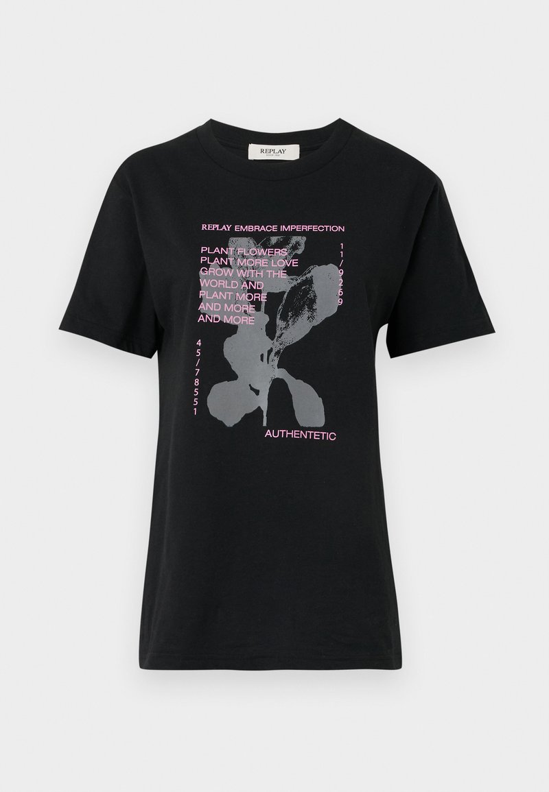 Replay T-shirt print zwart Replay T-shirt print zwart