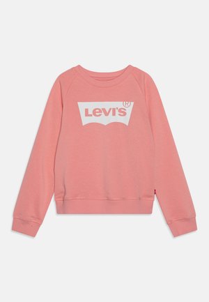Rosa Sweatshirt mit langen Ärmeln und Rundhalsausschnitt, weißes Levi's-Logo mittig auf der Brust, Rippbündchen an Ärmeln und Bund.