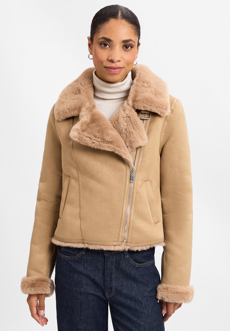 Marie Lund Kunstlederjacke - sand
