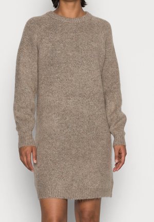Strickkleid - mottled light brown