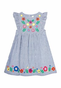 JoJo Maman Bébé BUNNY APPLIQUE PRETTY SUMMER - REGULAR FIT - Denní šaty - navy white stripe floral
