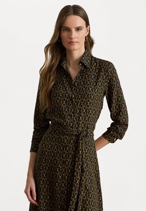CHAIN-PRINT CREPE SHIRTDRESS - Kasdienė suknelė - black