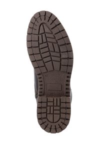 Bruine rubberen zool met een gestructureerde, gemusterde grip. Voorzien van een robuust profielontwerp voor grip. Maat gemarkeerd als 42.