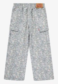 Pantalon cargo vert clair avec un petit motif floral, taille élastique et écusson avec le logo Levi's au dos côté droit.