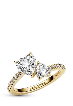 DOUBLE HEART SPARKLING - Ring - gold plated