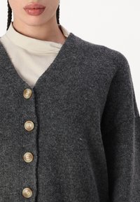Vero Moda VMLEAF V-NECK - Cardigan - dark grey melange