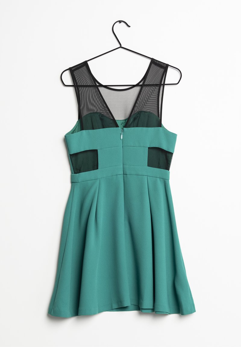 bcbgeneration green dress Flounce Front viridian XXS Extra Small S Allover stripe chiffon BCBG Cocktail Dress, sz 4
