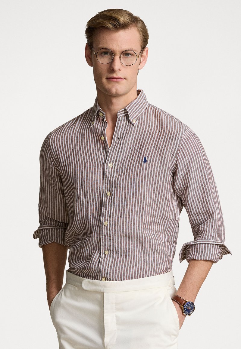 Polo Ralph Lauren LONG SLEEVE SPORT SHIRT - Button down-skjorte - chocolate mousse/white
