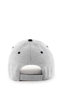 Grau baseball cap aus strukturiertem Stoff, mit schwarzen Akzenten und einem Snapbackverschluss. Sechs schwarze Belüftungsöffnungen sind sichtbar. 