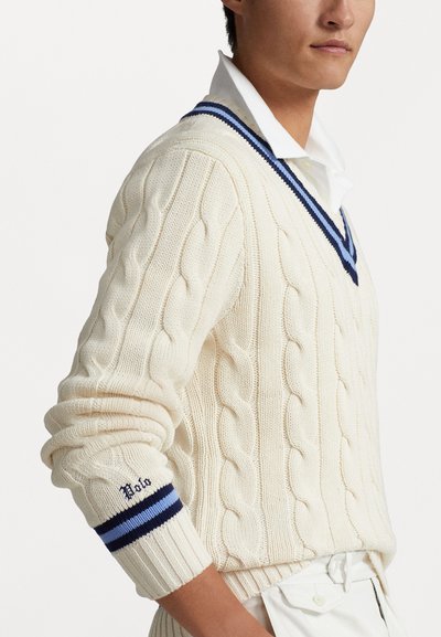 Polo Ralph Lauren THE ICONIC CRICKET JUMPER - Jumper - cream/navy