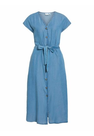 VILA, MAXIKLEID VIMAIA KURZÄRMELIGES - Spijkerjurk - light blue denim