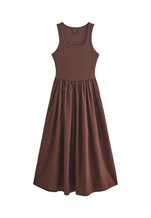 New Look, 2-IN-1 POPLIN MIDI - Day dress - dark brown