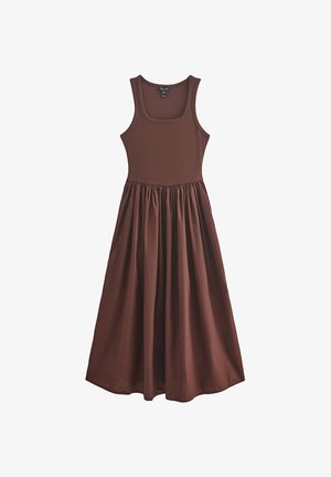New Look, 2-IN-1 POPLIN MIDI - Day dress - dark brown