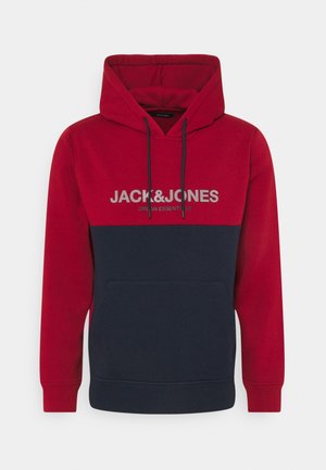 JJEURBAN BLOCKING HOOD - Sweatshirt - red dahlia