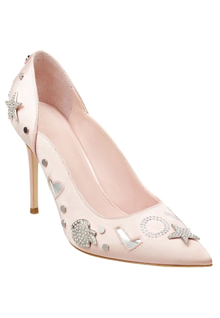 Escarpins Guess à Bout Ouvert En Cuir Rose Chair - Talon 12 Cm - Taille 38 - Occasion Parfait état
