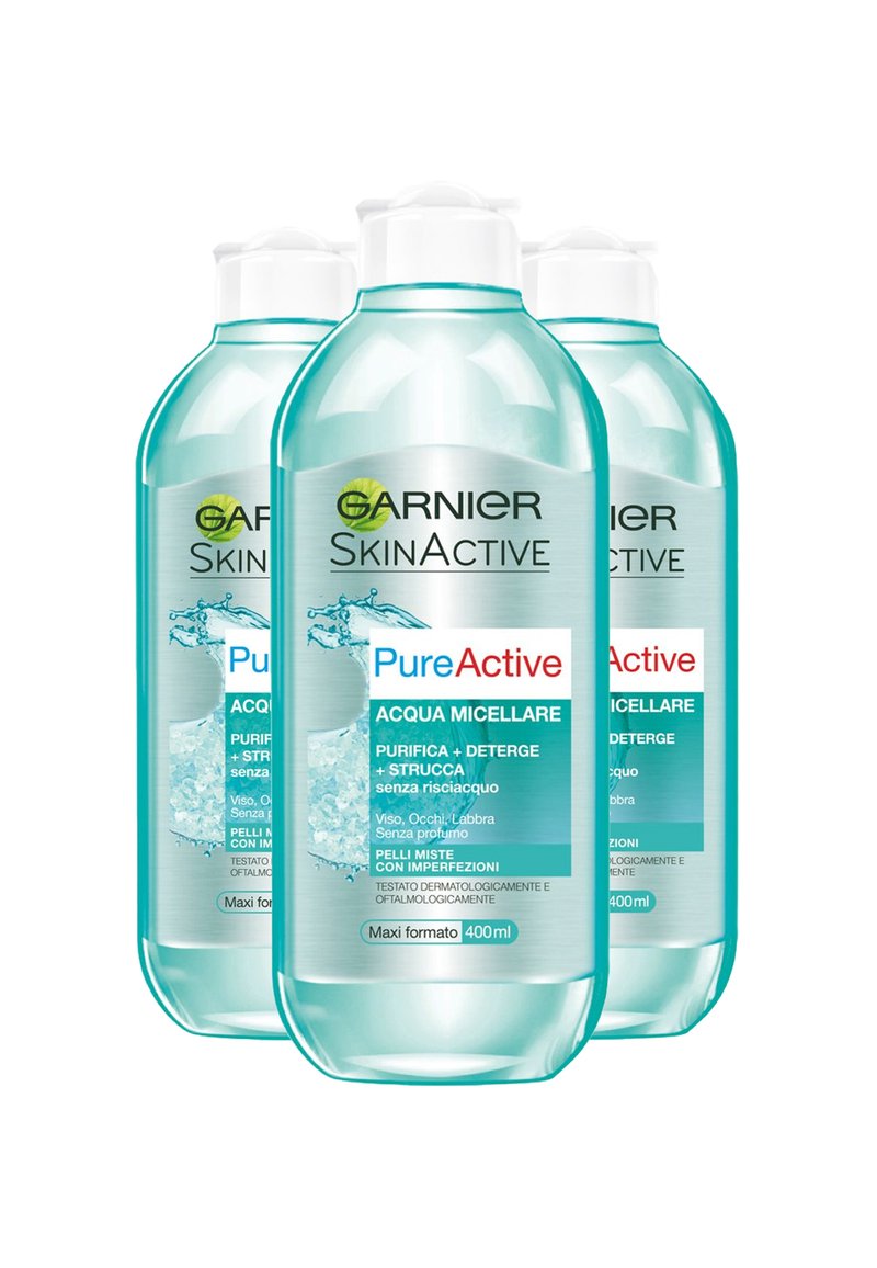 Garnier - ACQUA MICELLARE PELLI MISTE, PURIFICA, DETERGE E STRUCCA SENZA RISCIACQUO, 400 ML - 3 PACK - Detergente, Ingrandire