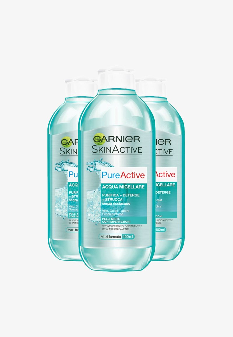 Garnier - ACQUA MICELLARE PELLI MISTE, PURIFICA, DETERGE E STRUCCA SENZA RISCIACQUO, 400 ML - 3 PACK - Detergente, Ingrandire