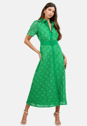 REGULAR FIT - PREMIUM LACE BELTED  - Shirt dress - green