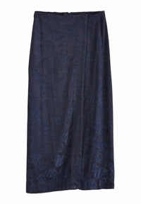 Gonna blu navy con un motivo a foglia testurizzato, realizzata in tessuto leggero, dotata di chiusura laterale con zip e una silhouette dritta.