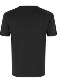 Svart bomull T-shirt med rund halsringning och korta ärmar. Baksidan är enfärgad utan synliga logotyper eller mönster. Normal passform.
