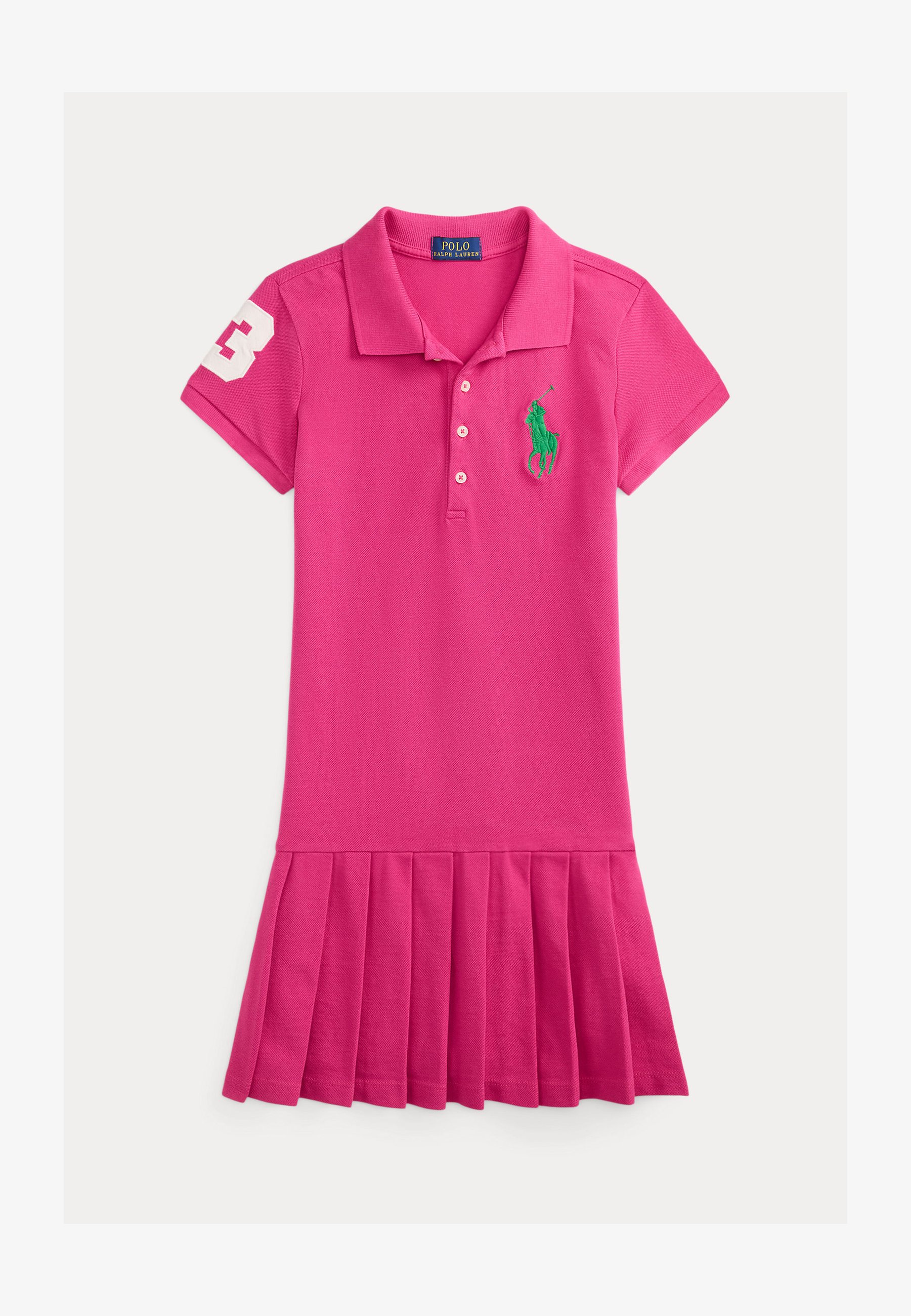 pink and green polo dress ORCHID/GREEN STRIPE PUFF SLEEVE POLO DRESS