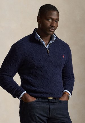 Polo Ralph Lauren Big & Tall CABLE-KNIT QUARTER-ZIP  - Svetrík - hunter navy