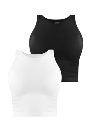 2 X  CROP HOCHGESCHLOSSEN - Top - schwarz weiß