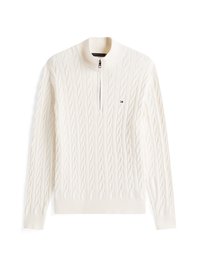 CLASSIC CABLE ZIP MOCK - Džemper - ivory petal