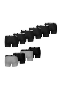 Pack von Boxershorts in Schwarz- und Grautönen, mit elastischem Bund und "PUMA"-Logo, kurzer Schnitt und glatter Stofftextur.