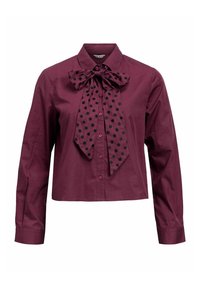 Bourgogne kort skjorte med polkaprikket slips, lange ærmer, knaplukning foran og glat bomuldsstof.