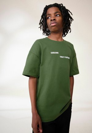 Next RELAXED FIT HEAVYWEIGHT SHORT SLEEVE 3 PACK - T-Shirt print - green stone mauve