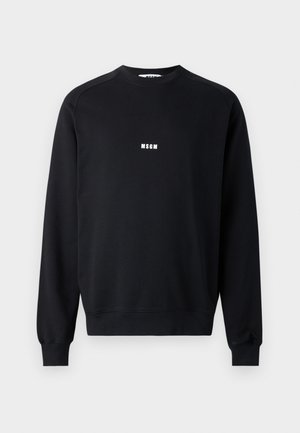 Black sweatshirt made of cotton blend, featuring a crew neckline, long sleeves, ribbed cuffs, and a white MSGM logo on the chest.
