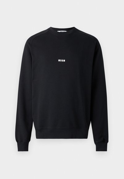Sweatshirt noir en coton mélangé, avec un col rond, des manches longues, des poignets côtelés et un logo MSGM blanc sur la poitrine.