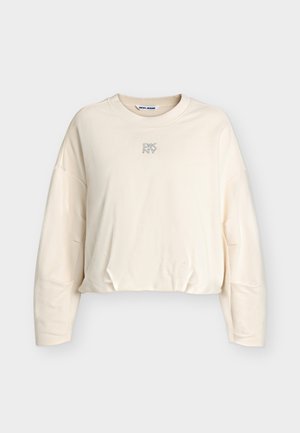 DKNY, BUBBLE HEM RELAXED FIT SWEATSHIRT - Bluză de molton - eggnog/ silver