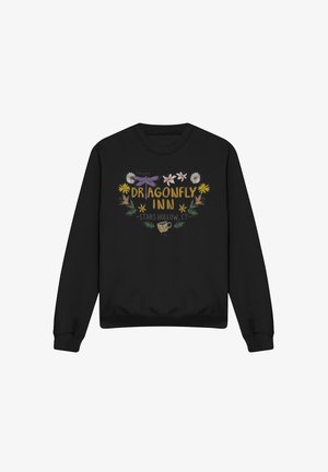 Cotton Soul, GILMORE GIRLS DRAGON FLY INN CHALK FLORAL HEART - Sweatshirt - black