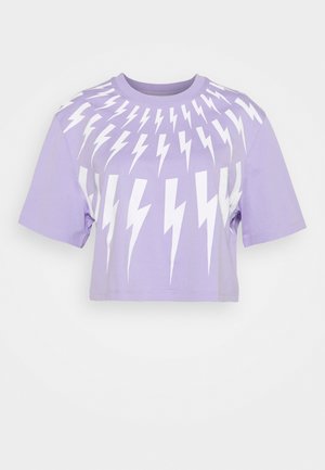 FAIR ISLE THUNDERBOLT CROP - T-shirt z nadrukiem - lilac/white
